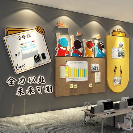毛毡贴办公室告栏墙面装饰企业文化氛围布置司员工风采照片