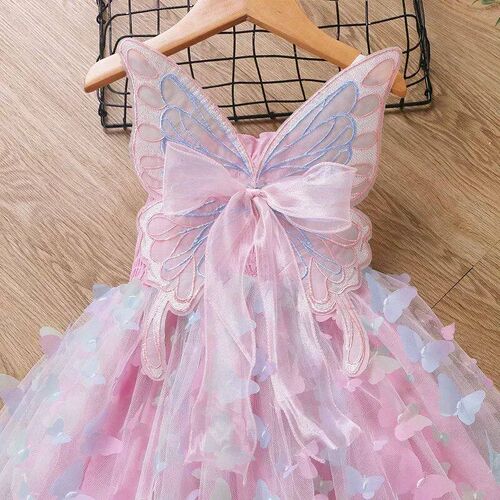 Baby Girls Butterfly Wings Fairy Gauze Princess Dress Lovely