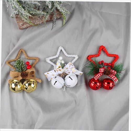 Christmas Pentagram bell diy Christmas tree hanging bow