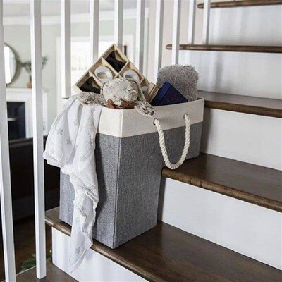 Foldable Stair Basket Portable Cotton Rope Handle Heavy