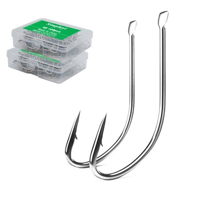 100pcs/box 1-14# High Carbon Steel Crooked Barbed Fishhook B
