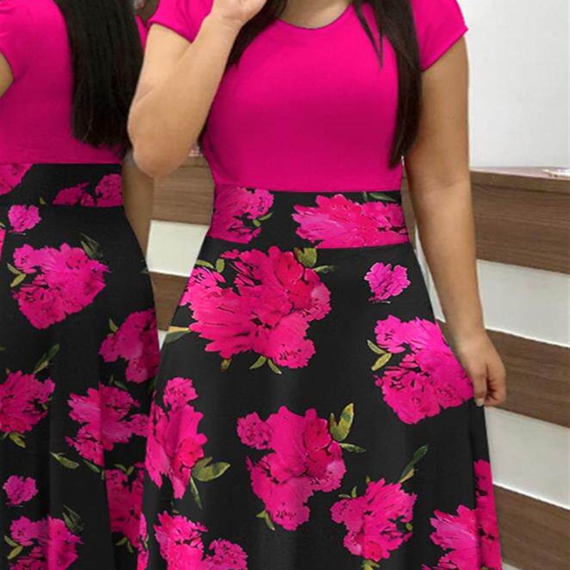 dresses for women  Summer Fashion Elegant O-neck Contrast图片