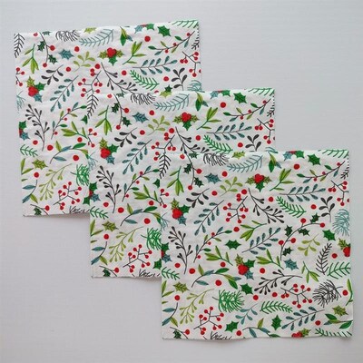Christmas Mistletoe Paper Napkins 圣诞节槲寄生花枝印花餐巾纸