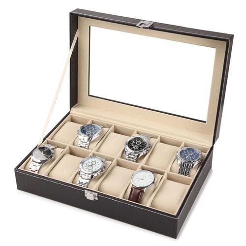 12 Watch Jewelry Display Storage Holder Case Grids Box Gift
