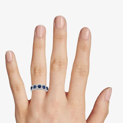 Huitan Sparkling Blue White Cubic Zirconia Wedding Band Ring