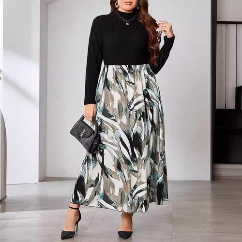 Independent Station Plus Size Womens High llar Stitching Pr