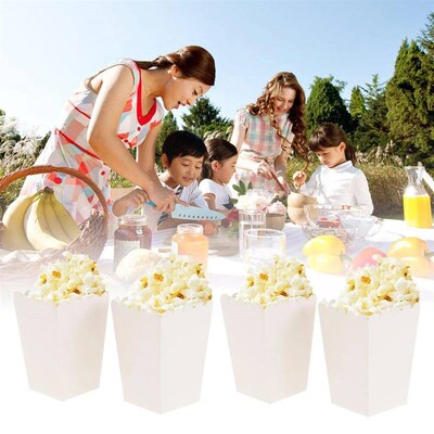 12 Pieces Pure White Popcorn Boxes Container Birthday Movie
