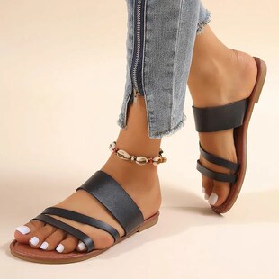 2024 Summer Flat Heel Sandals for Women Casual Plus Size Bea