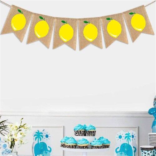 Burlap Banner Summer Lemon Themed Hanging Bunting