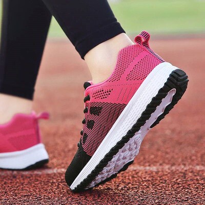 Women Casual Shoes Fashion Breathable Walking Mesh Lace Up F