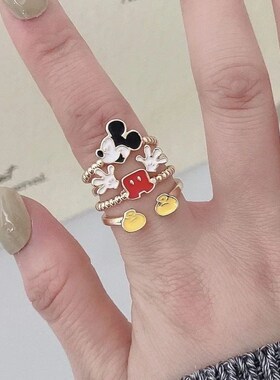 Anime Lilo & Stitch Ring  Silver Cartoon Stitch Mickey Adjus