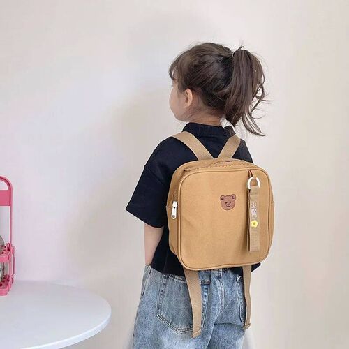 Children Cute Bear Embroidery Schoolbag Boy Girl Baby Zipper