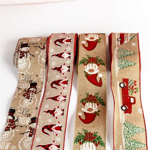 Christmas car snowman powder ribbon tree decoration 耶诞丝带