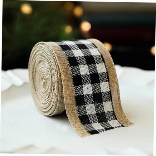 圣诞Christmas Black and white grid silk ribbon bow ornament