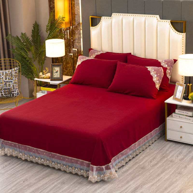 Wedding sheets thickened lace single-piece pillowcase three-
