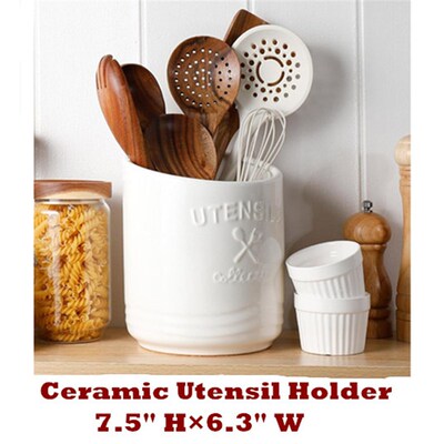 Ceramic Kitchen Utensil Holder for Countertop Large Cooking