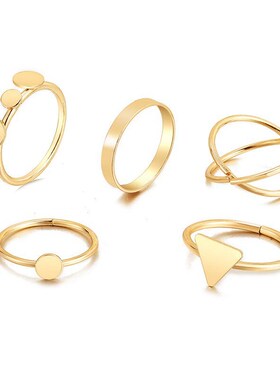 Alloy Joint Rings Geometric Triangle Circular Piece Rings Se