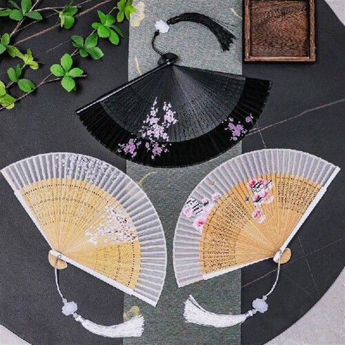 New Elegant Floral Folding Fan Wood Spanish Fan for Dance