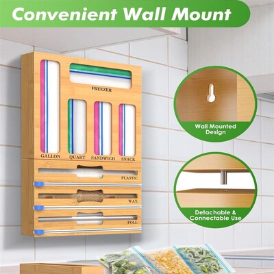 Storage Bag Organizer, Foil and Plastic Wrap Organizer