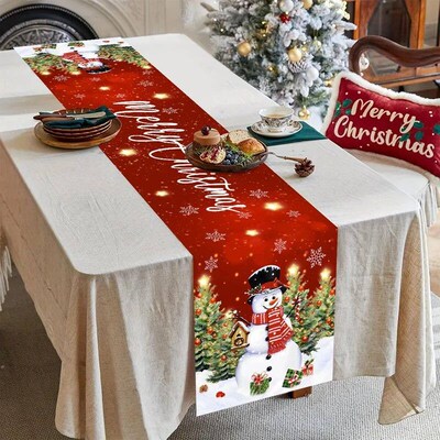 Christmas Table Runner Christmas Party Decoration Xmas Santa