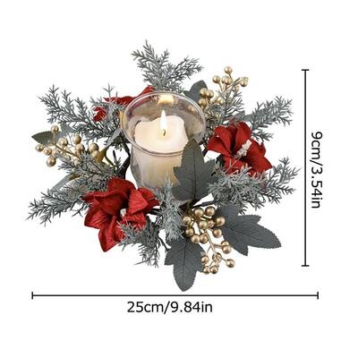 Christmas Candlestick Wreath Flowers Garland Candle Ring