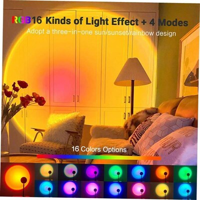 16 Colors Sunset Lamp Led Projector Night Light Living Room1