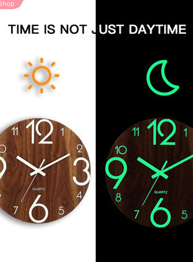 12 Inch Luminous Wall Clock Silent for Kitchen Living Room D