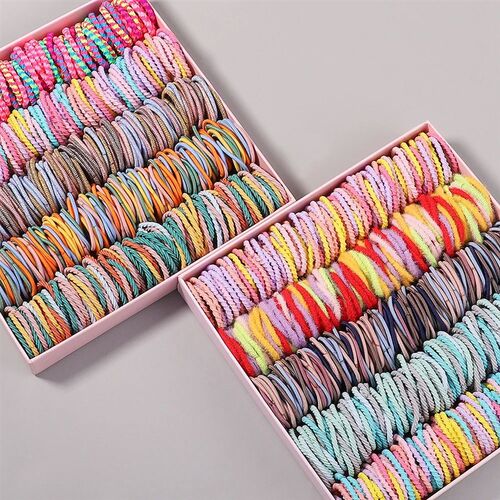 New 100Pcs/lot Hair Bands Girls Candy Color Elastic Rubber B