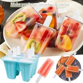 Popsicle cell Handle with Mold Cream Ice Silicone