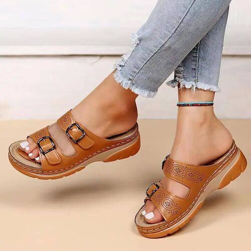 Women Closed Toe Summer Shoes 2023 New Comfort Double Buckle