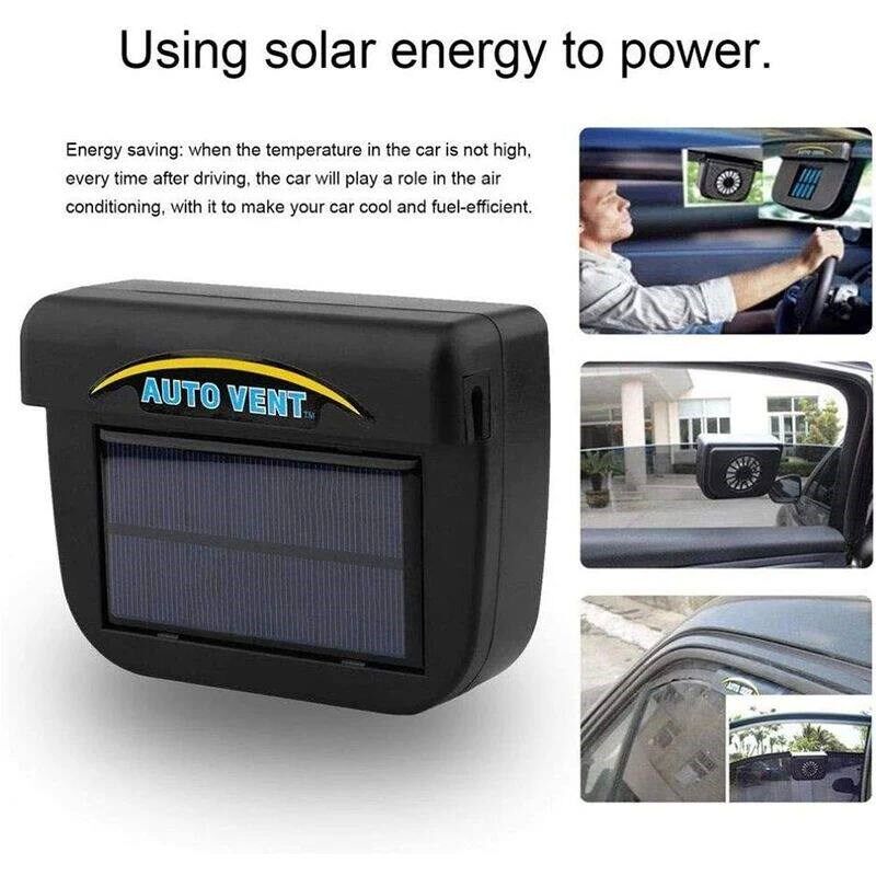 Auto Solar Powered Fan Portable Window Windshield Cooler Ene
