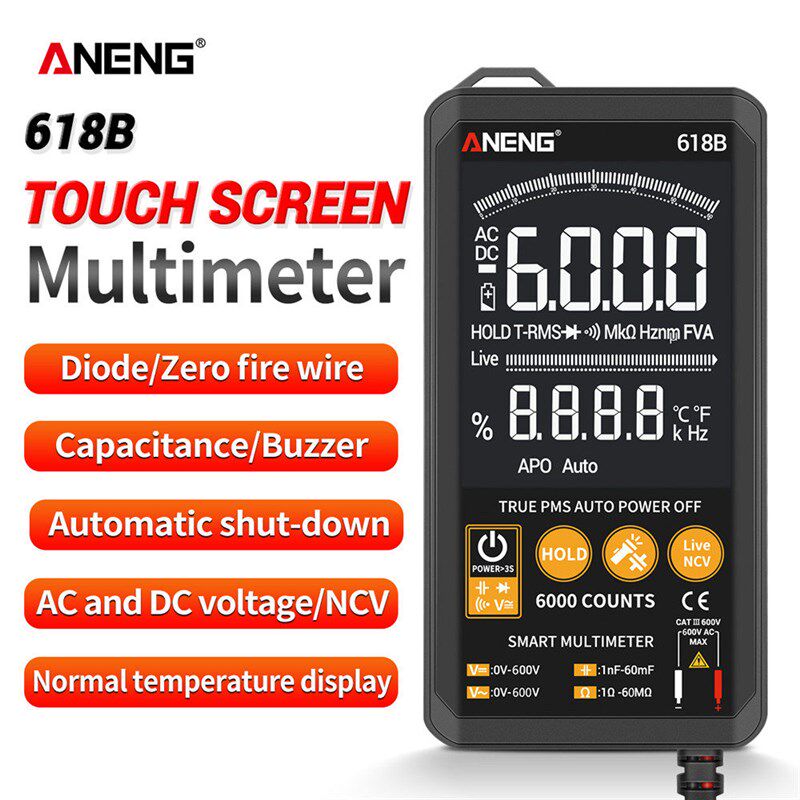 ANENG 618B Digital Black ABS HD Touch Screen Multimeter Mete图片