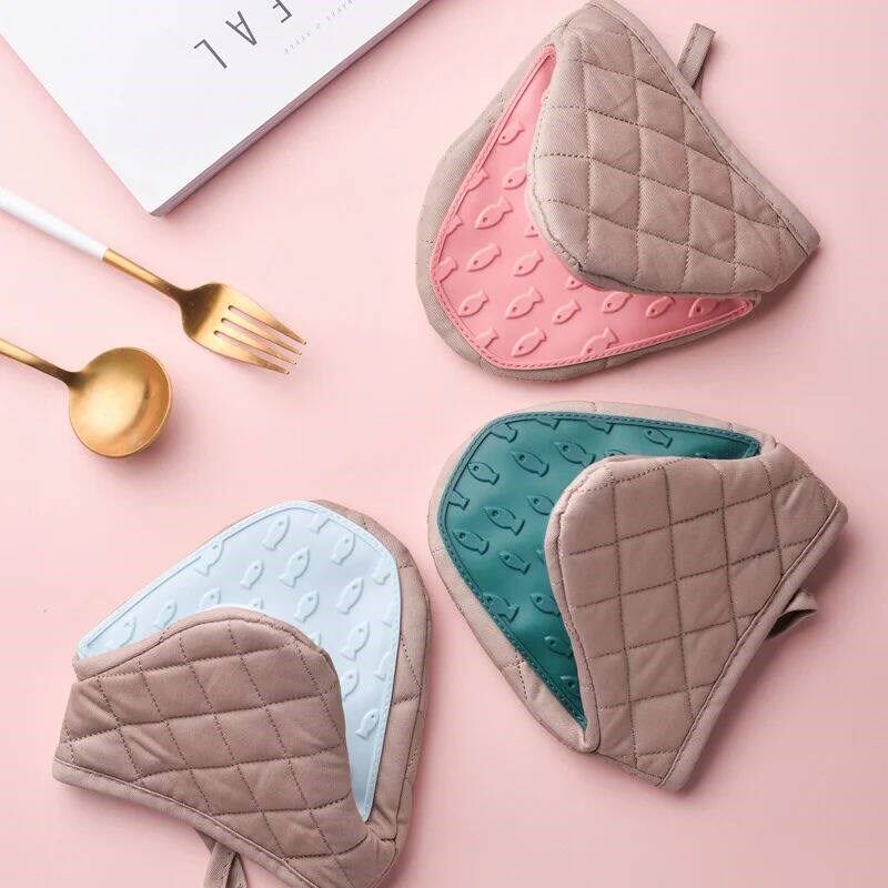 1PC Silicone Anti-scalding Oven Gloves Mitts Potholder Kitch - 实物图