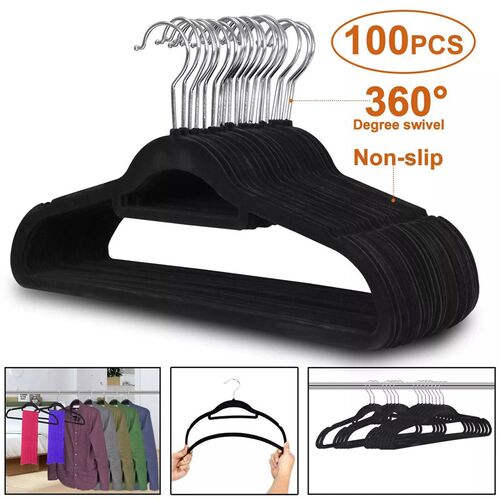 100 Pack Velvet Hangers Flocked Non-Slip Clothes Hangers 360