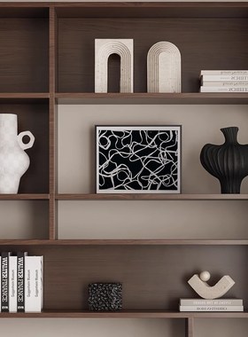 中古壁柜酒柜开放格装饰侘寂风民宿会所酒店大平层高级感复古摆件