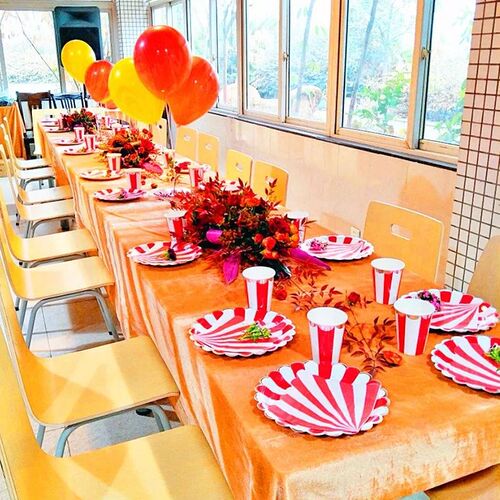 Circus Paper Disposable Tableware Red Striped Plates Cups We
