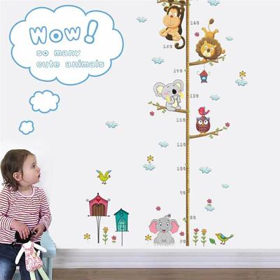 Cartoon Height Measure Wall Sticker for Kids Rooms Child Gro