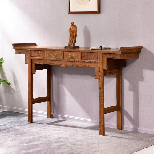 红木家具鸡翅木条案仿古供桌中式供台实木神台香案佛台翘头玄关桌