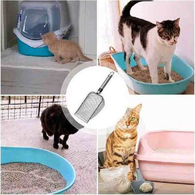 Cat Litter Box Scooper Stainless Steel Kitten Metal Shovel