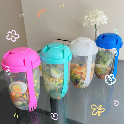 Creative Fresh Salad Cup To Go Container Set with Fork Sauce