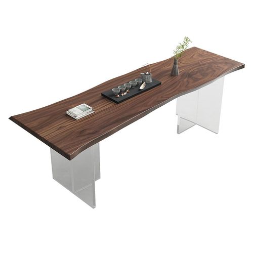 北美黑胡桃木茶桌椅现代简约实木茶台原木大板桌自然边泡茶桌