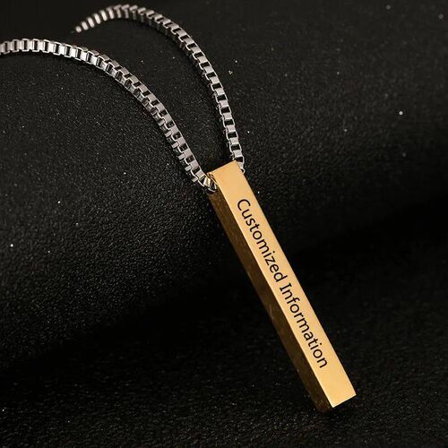 Four Sides Engraving Personalized Square Bar Custom Name Nec