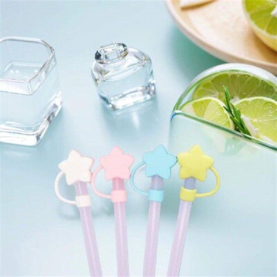 4Pcs Silicone Star Straw Covers 10mm Straw Tips Protectors