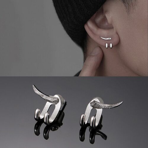 Vintage Fashion Charm Punk Earring for Men Detachable Dual P