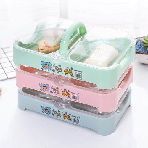 Dual-compartment soap dish with flip-top, household soap box