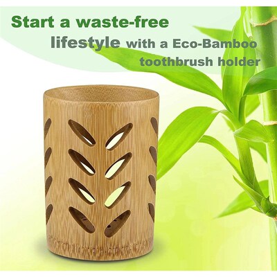 Bamboo Toothbrush Holder For Bathroom Toothbrush Cup With Dr