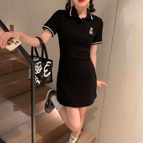 Han Feng Chic Bear Embroidered Dress Design Niche Summer Fre