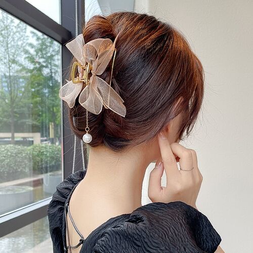 2022 New Butterfly Hair Clip Geometric Pearl Beads Metal Hai