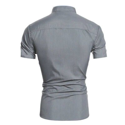 New mens solid color casual commuting short sleeved shirt