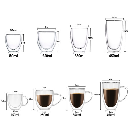 double wall glass coffee tea cups mugs drinking glasses mug
